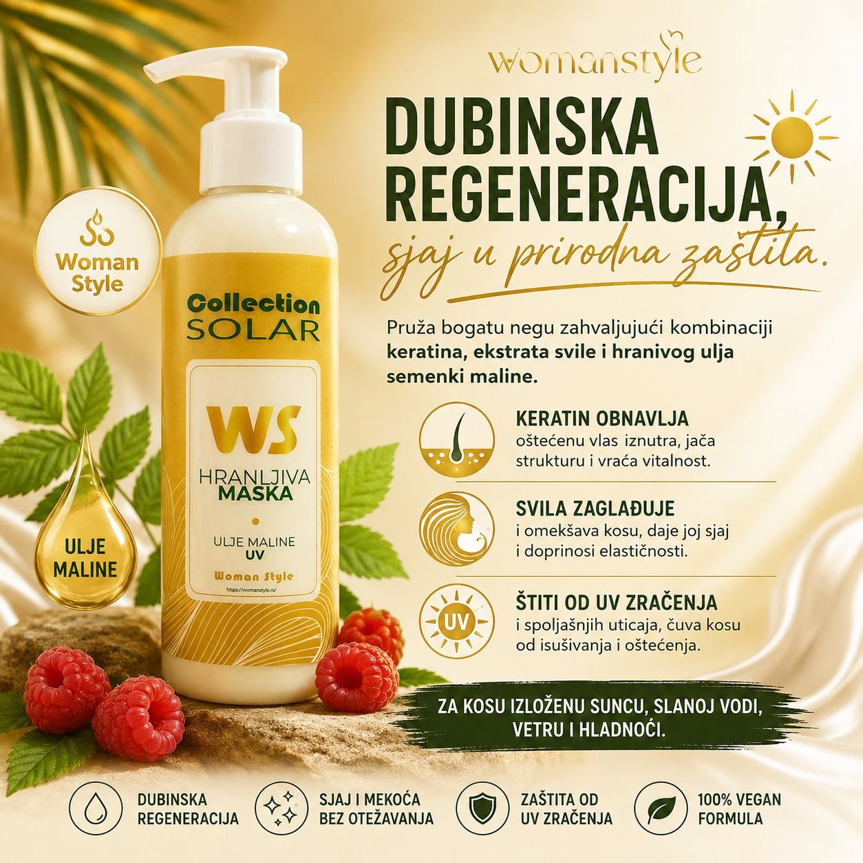 Hranljiva maska za kosu – Collection Solar (ulje maline)